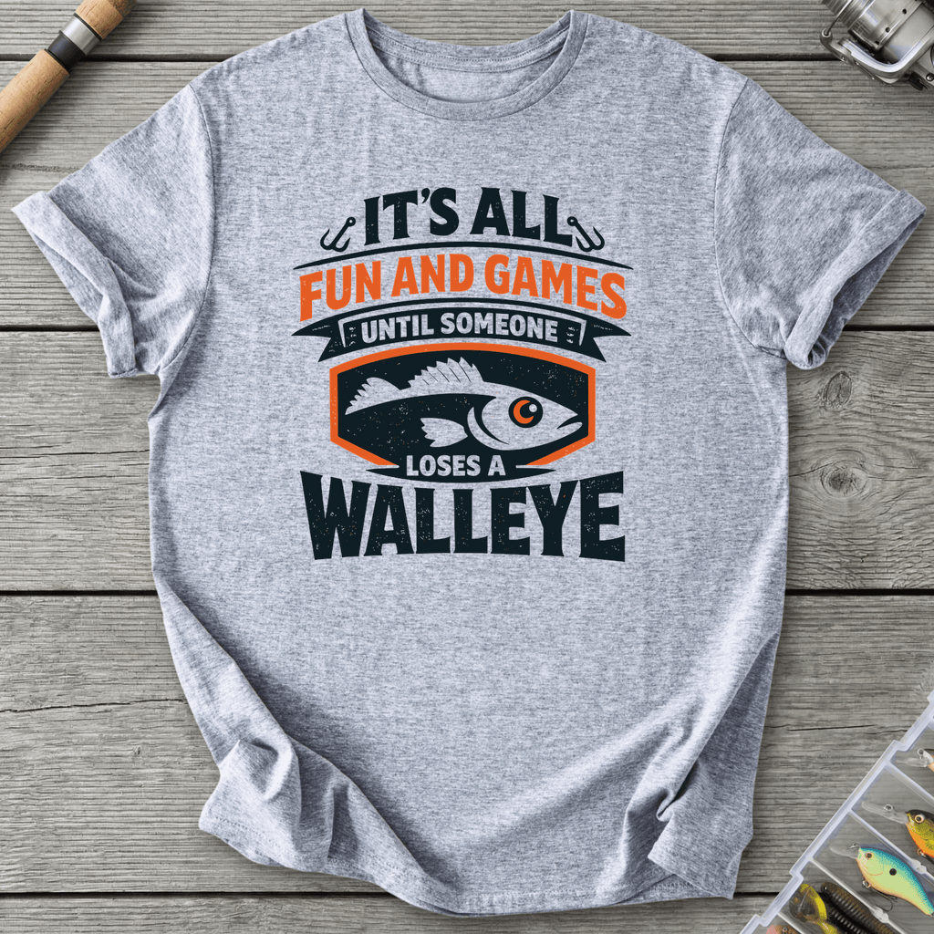 Loses A Walleye Fishing Pun T-Shirt in Sport Grey | River Giants Club