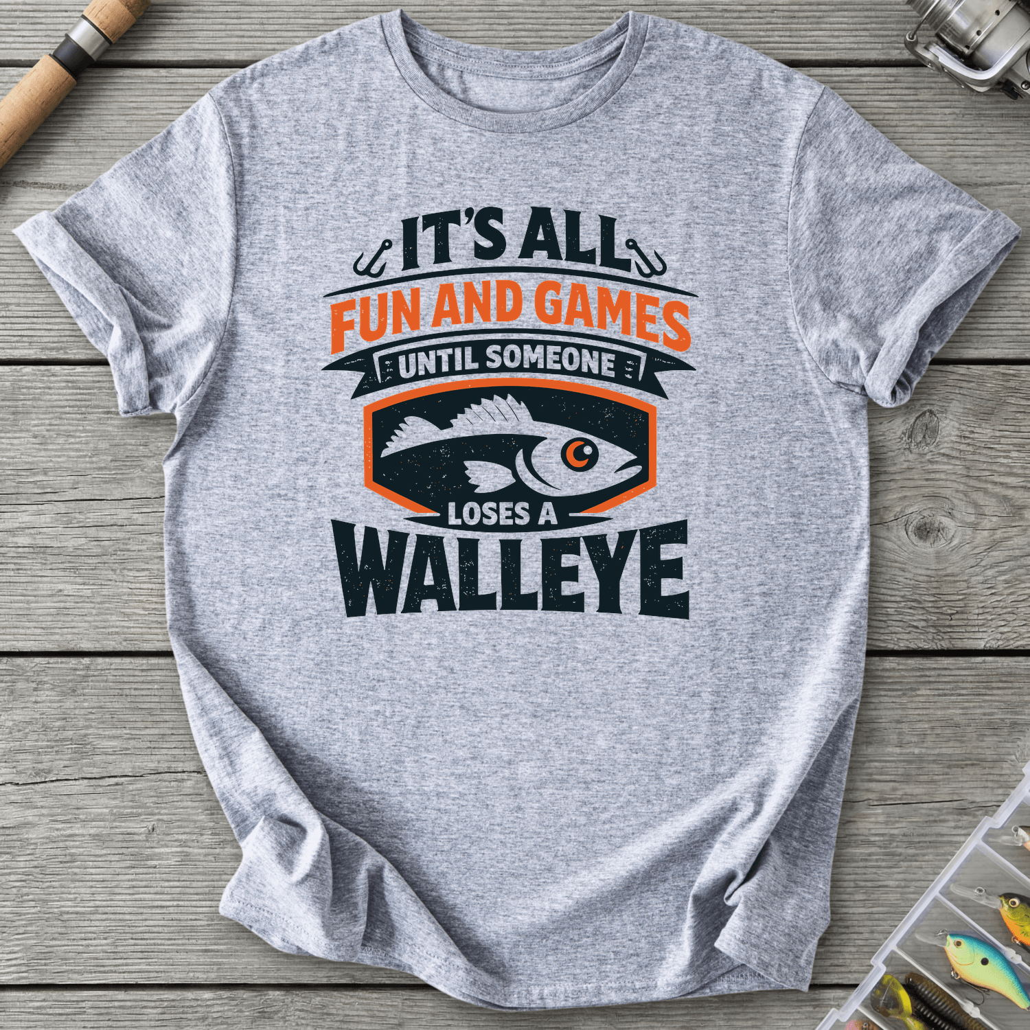 Loses A Walleye Fishing Pun T-Shirt in Sport Grey | River Giants Club