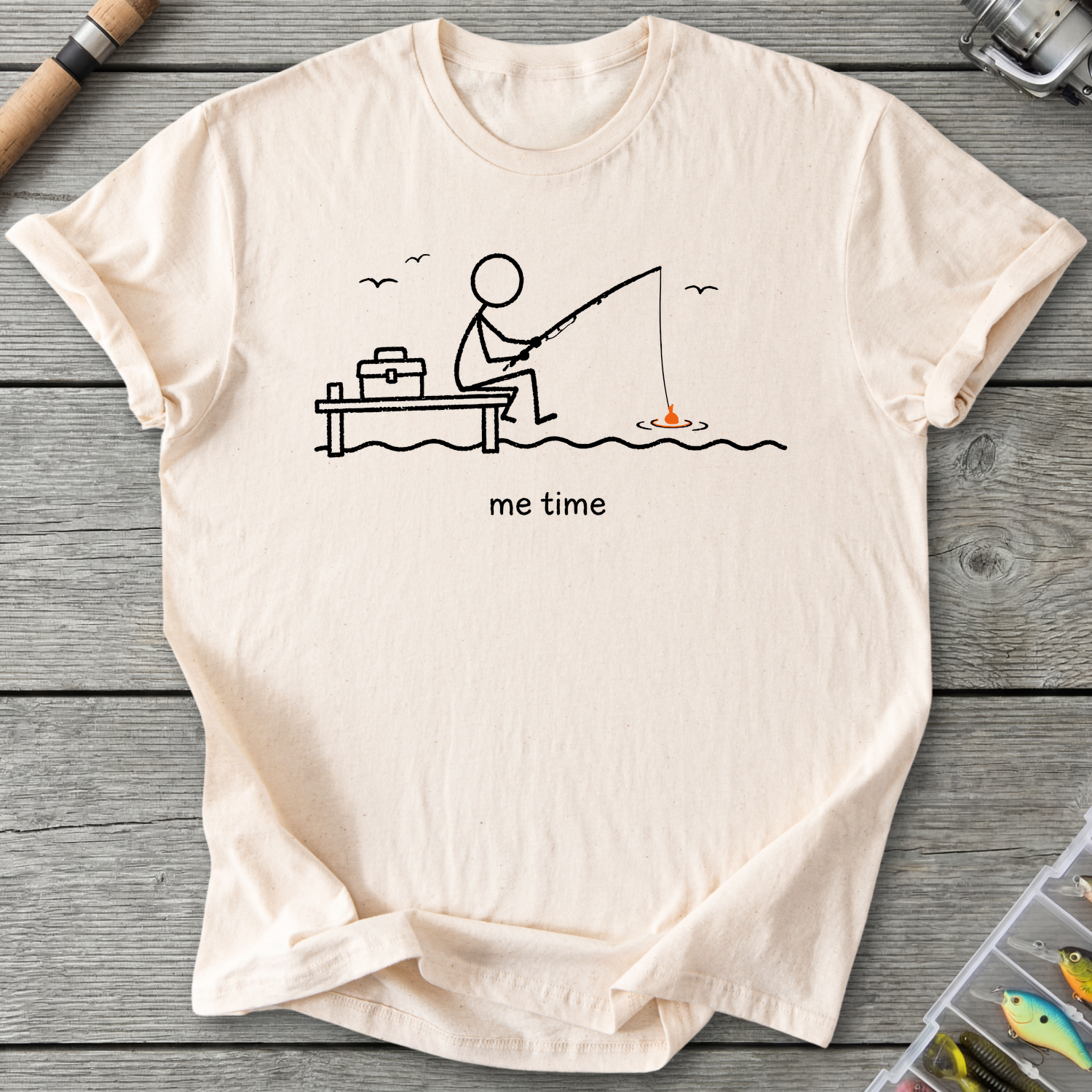 Me Time Fishing T-Shirt in Natural | River Giants Club