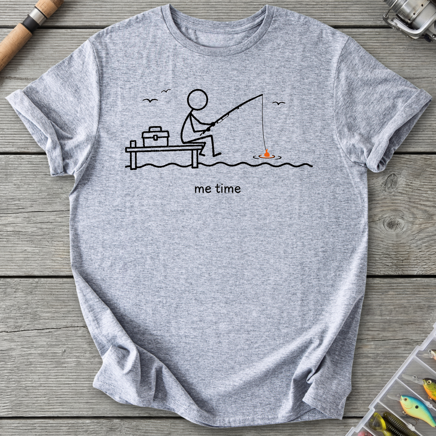 Me Time Fishing T-Shirt in Sport Grey | River Giants Club
