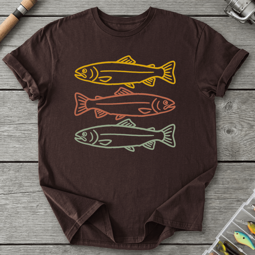 Minimalist Trout Three Fish T-Shirt in Dark Chocolate | River Giants Club