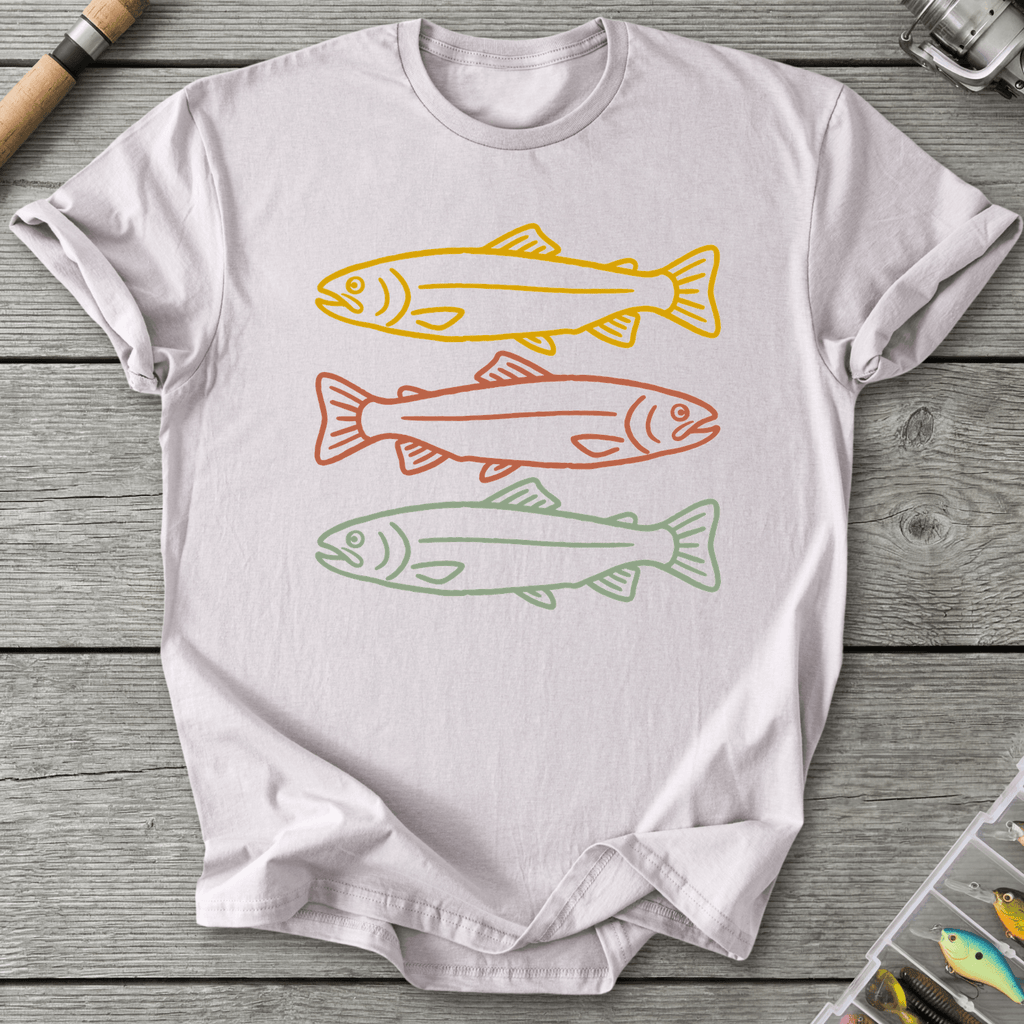 Minimalist Trout Three Fish T-Shirt in Ice Grey | River Giants Club