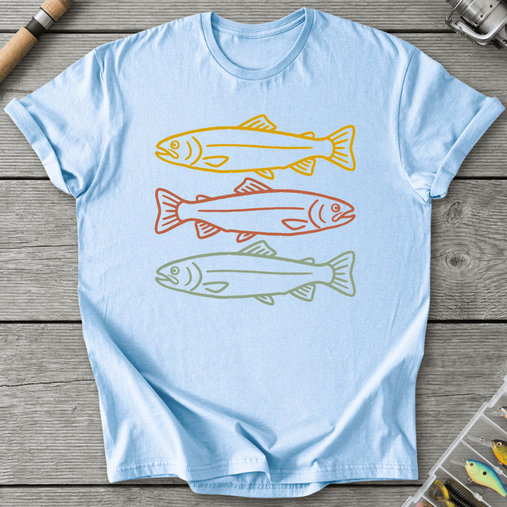 Minimalist Trout Three Fish T-Shirt in Light Blue | River Giants Club