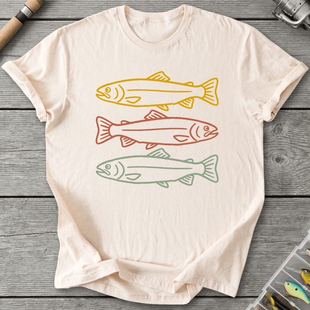 Minimalist Trout Three Fish T-Shirt in Natural | River Giants Club
