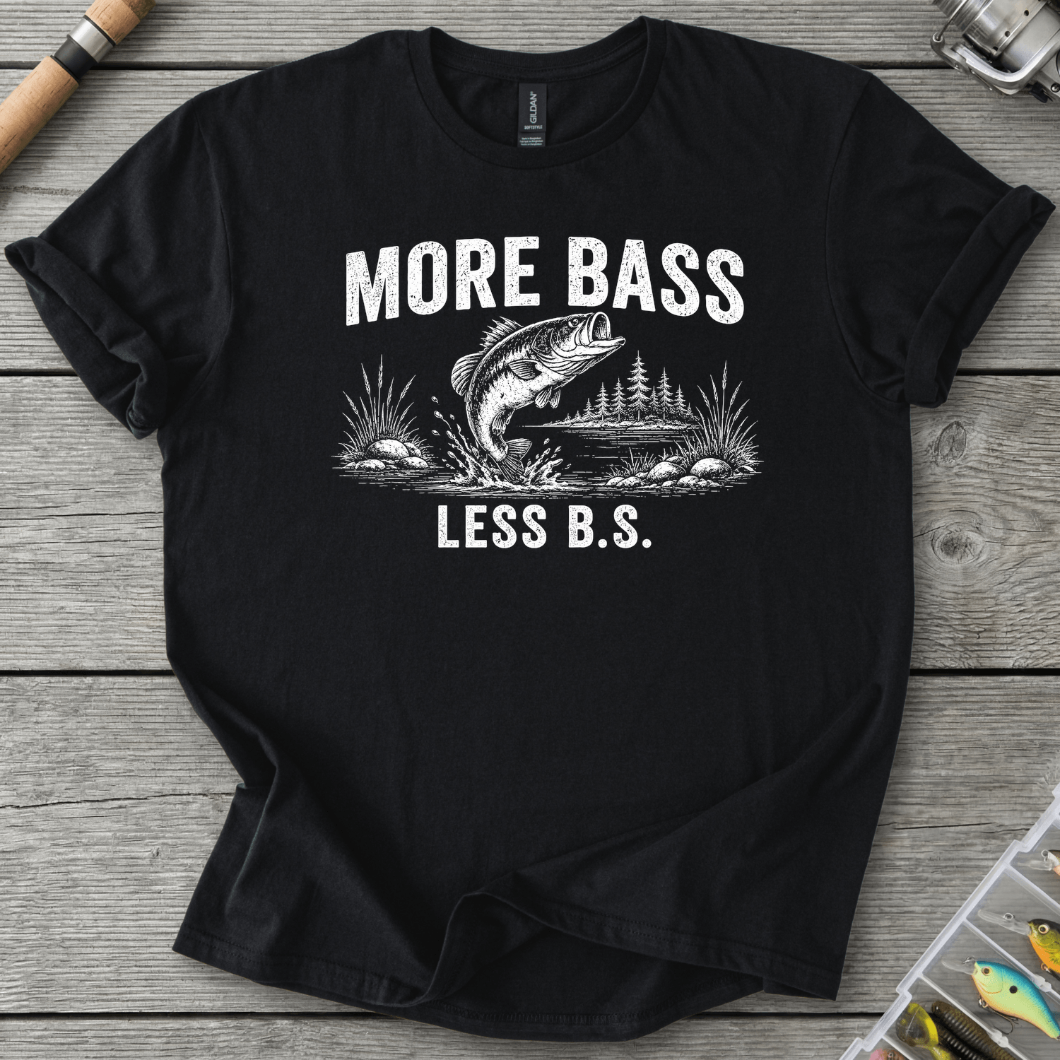 More Bass Less BS T-Shirt in Black | River Giants Club