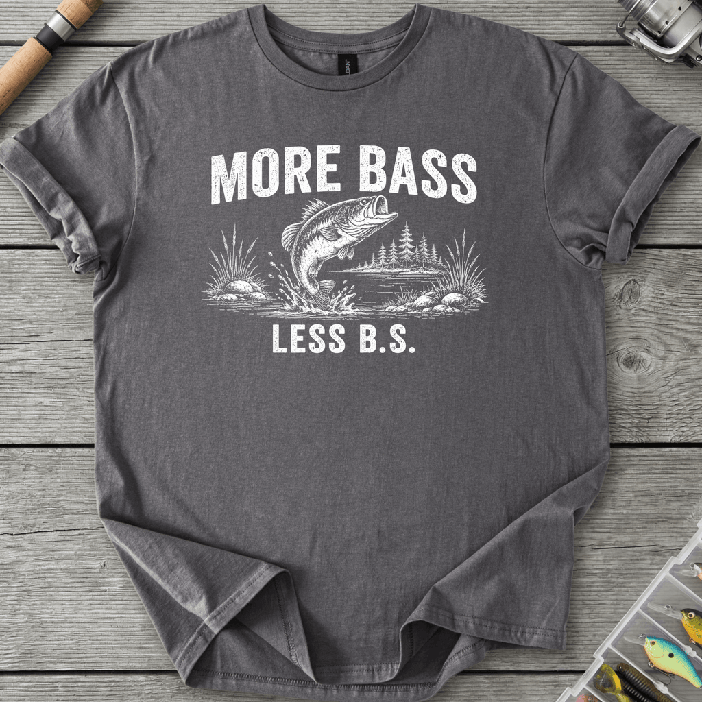 More Bass Less BS T-Shirt in Charcoal | River Giants Club