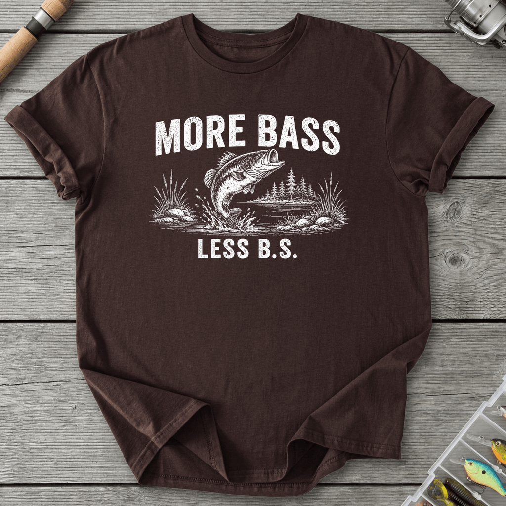 More Bass Less BS T-Shirt in Dark Chocolate | River Giants Club