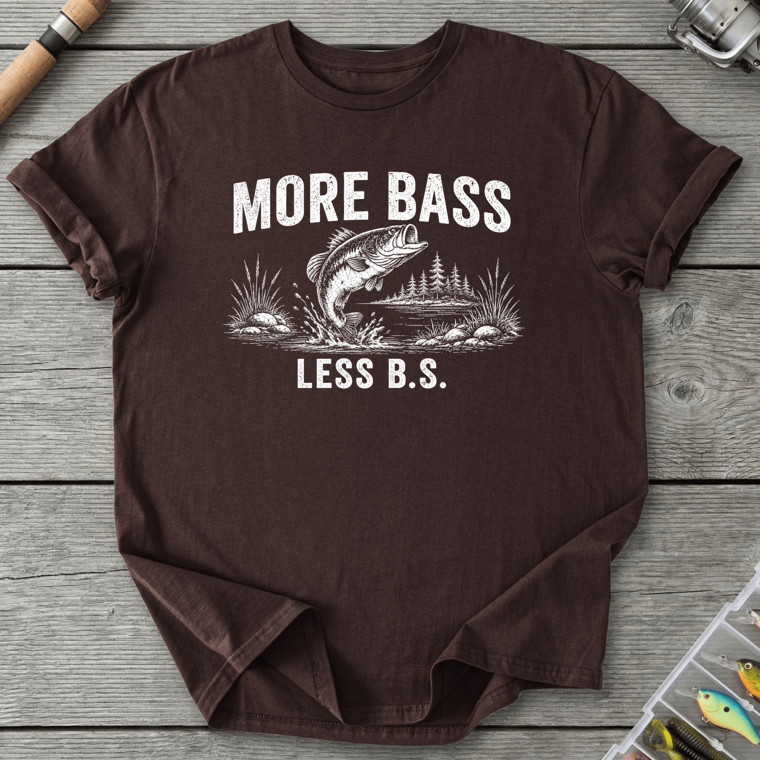 More Bass Less BS T-Shirt in Dark Chocolate | River Giants Club