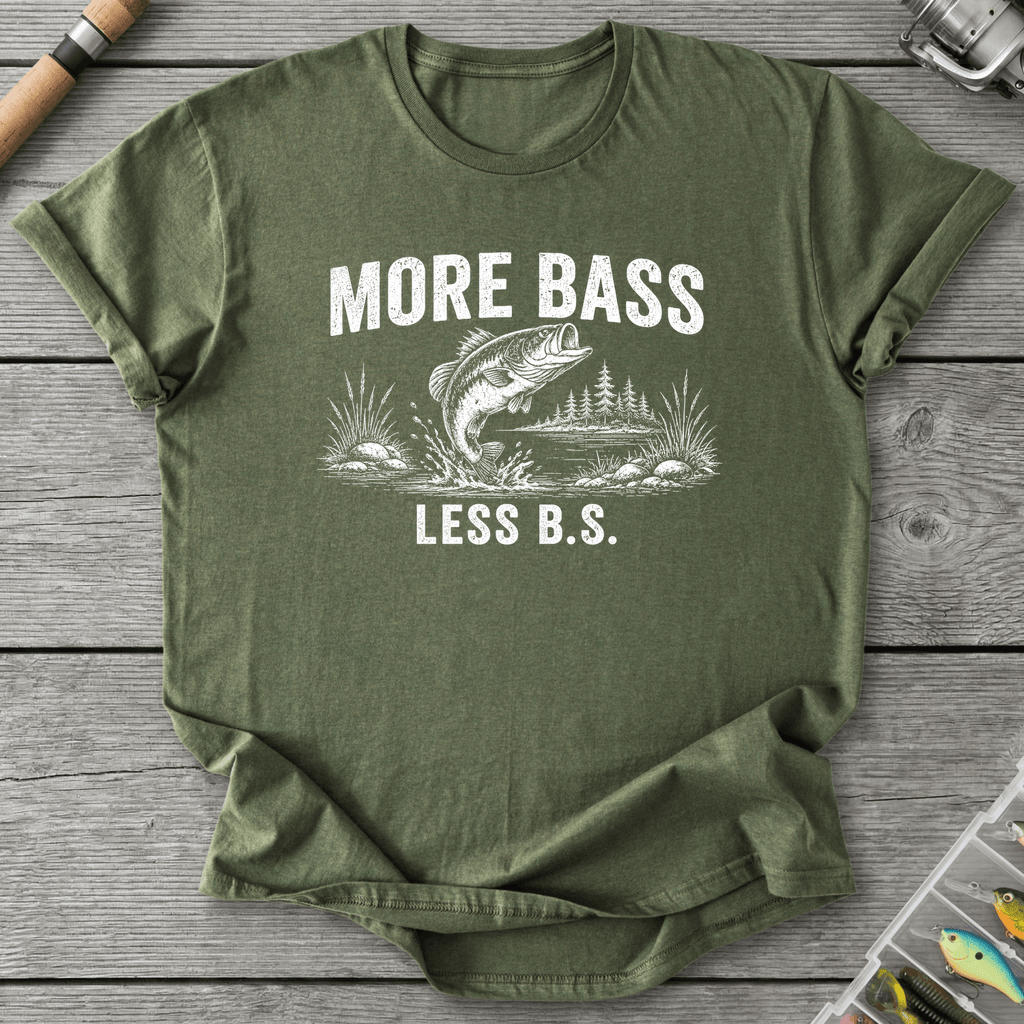 More Bass Less BS T-Shirt in Military Green | River Giants Club