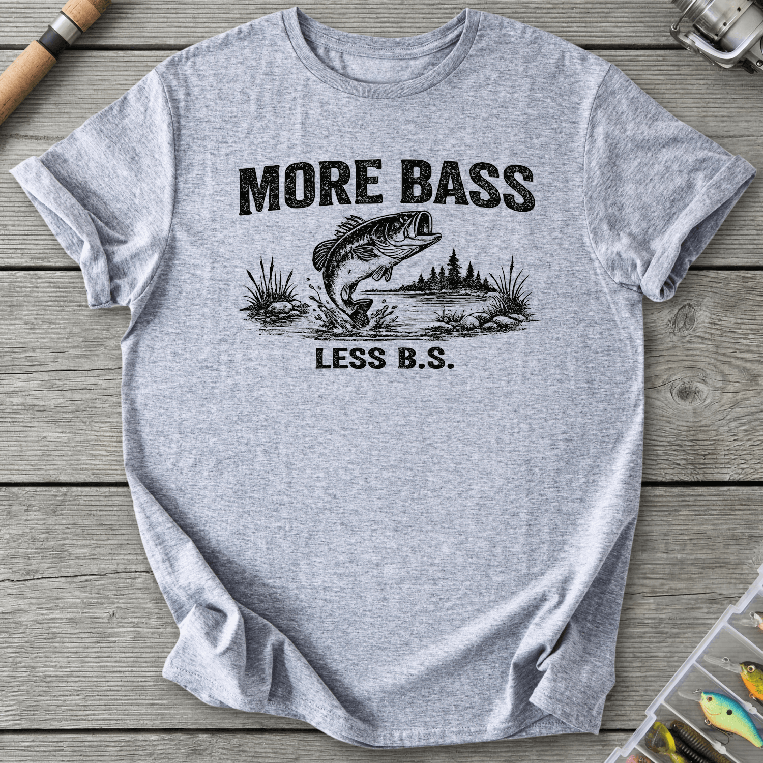 More Bass Less BS T-Shirt in Sport Grey | River Giants Club