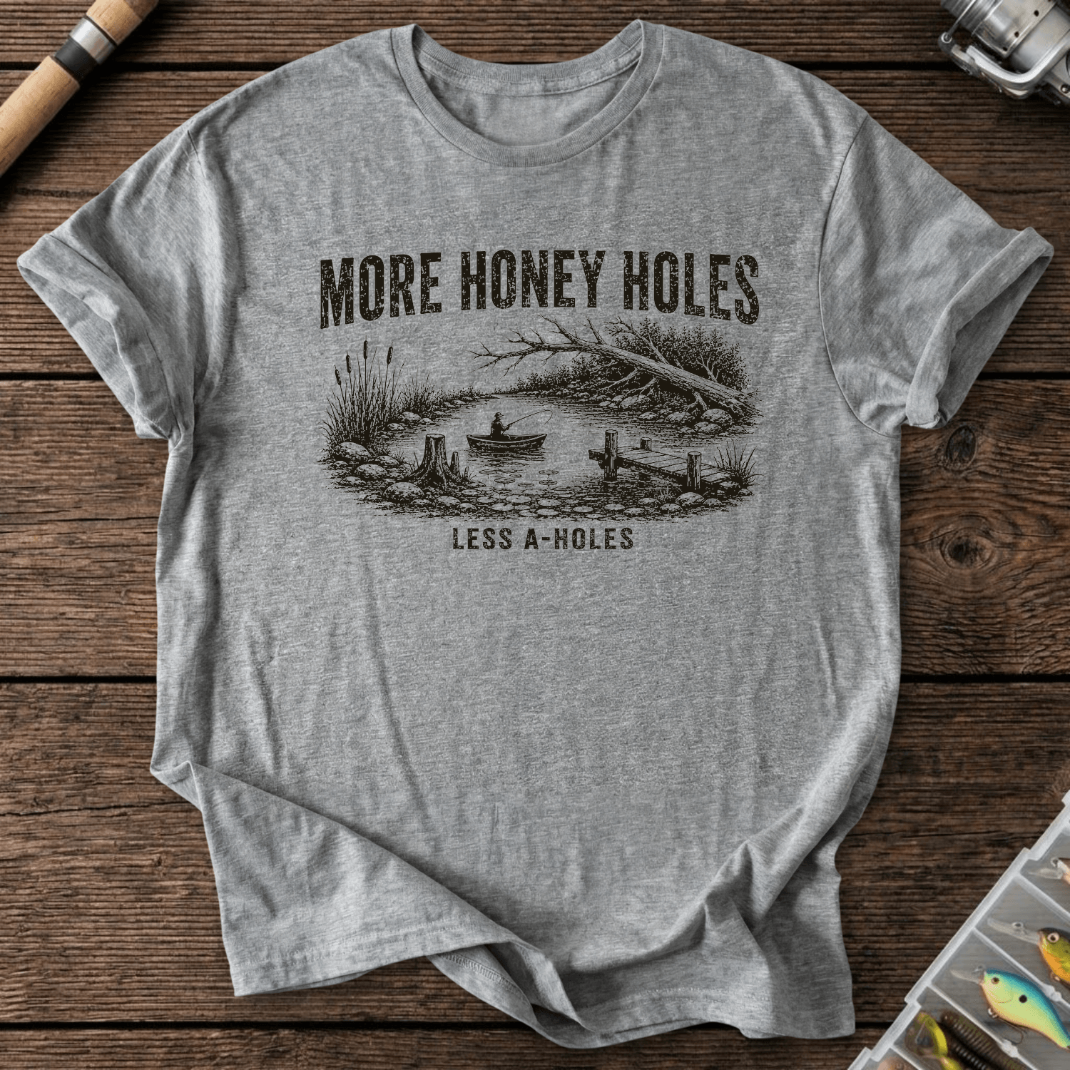 More Honey Holes T-Shirt in Graphite Heather | River Giants Club