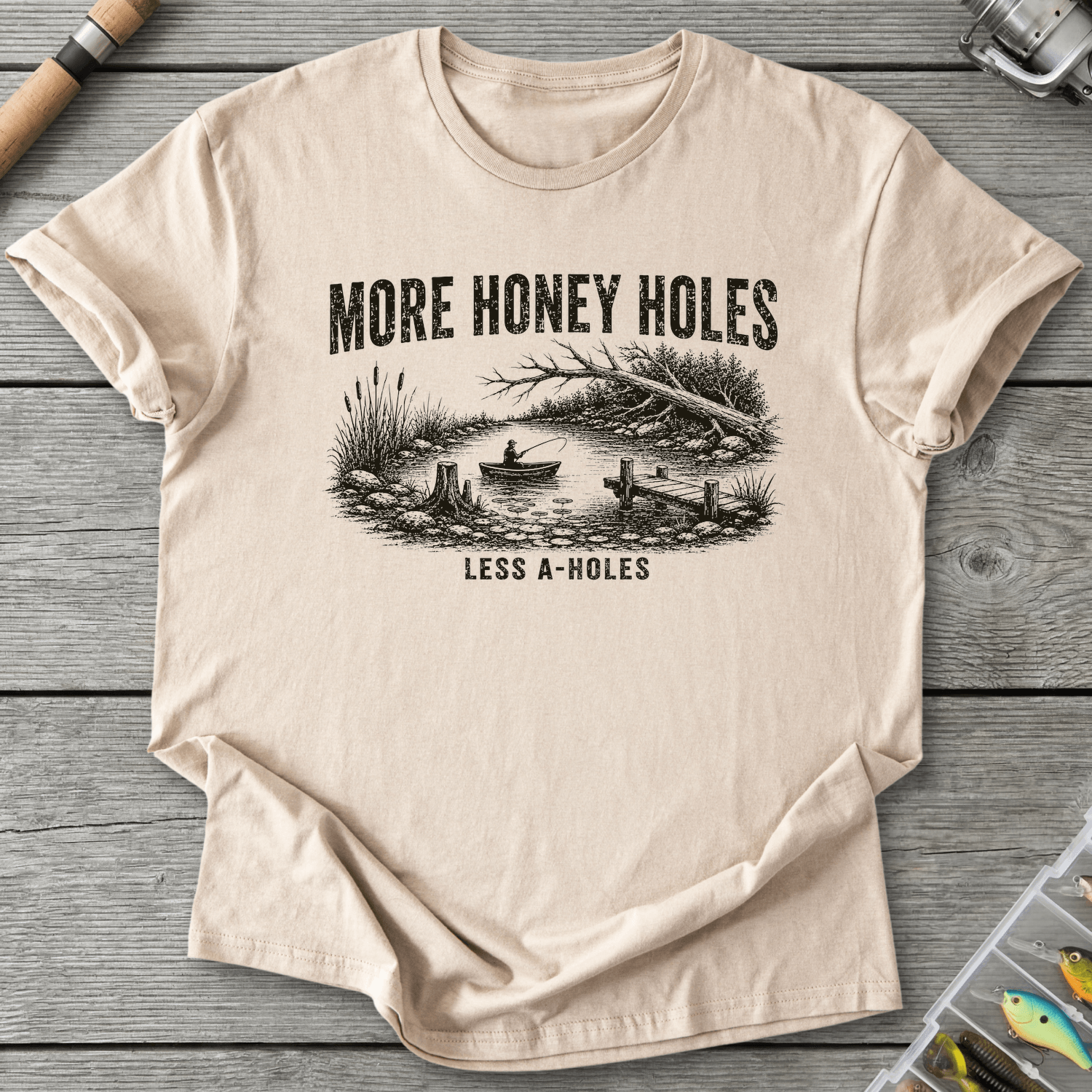 More Honey Holes T-Shirt in Sand | River Giants Club