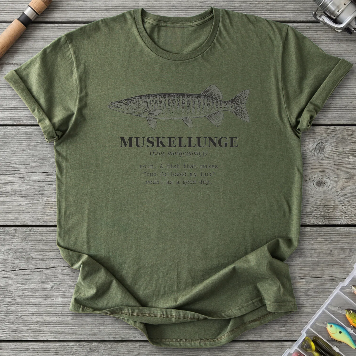 MUSKELLUNGE Definition T-Shirt in Military Green | River Giants Club