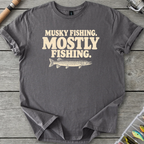 Musky Fishing Mostly Fishing T-Shirt in Charcoal | River Giants Club