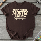 Musky Fishing Mostly Fishing T-Shirt in Dark Chocolate | River Giants Club