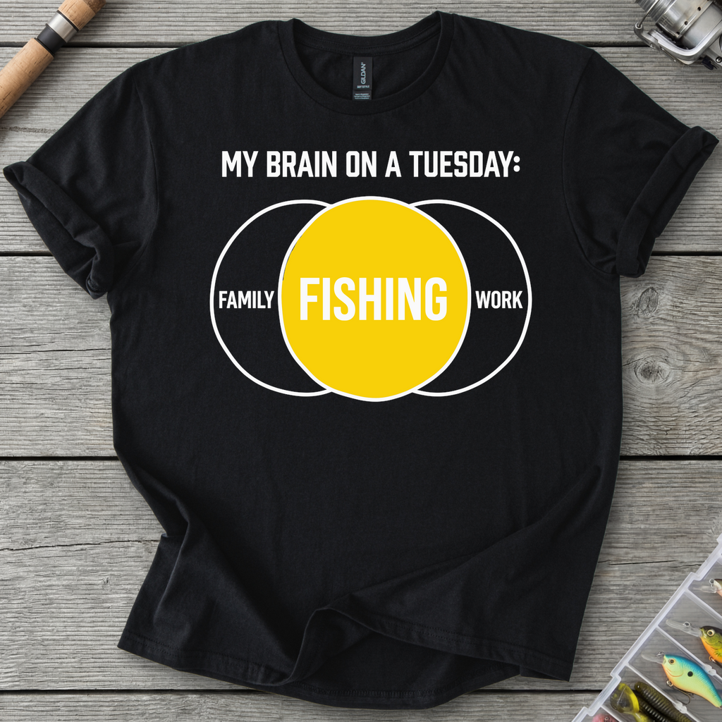 My Brain On Fishing T-Shirt in Black | River Giants Club