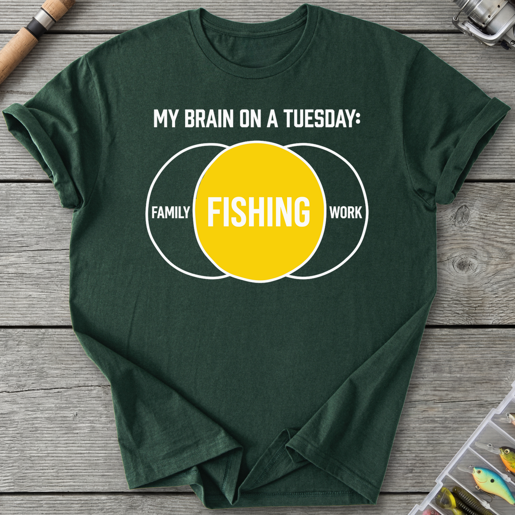My Brain On Fishing T-Shirt in Forest Green | River Giants Club