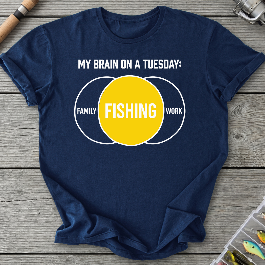 My Brain On Fishing T-Shirt in Navy | River Giants Club