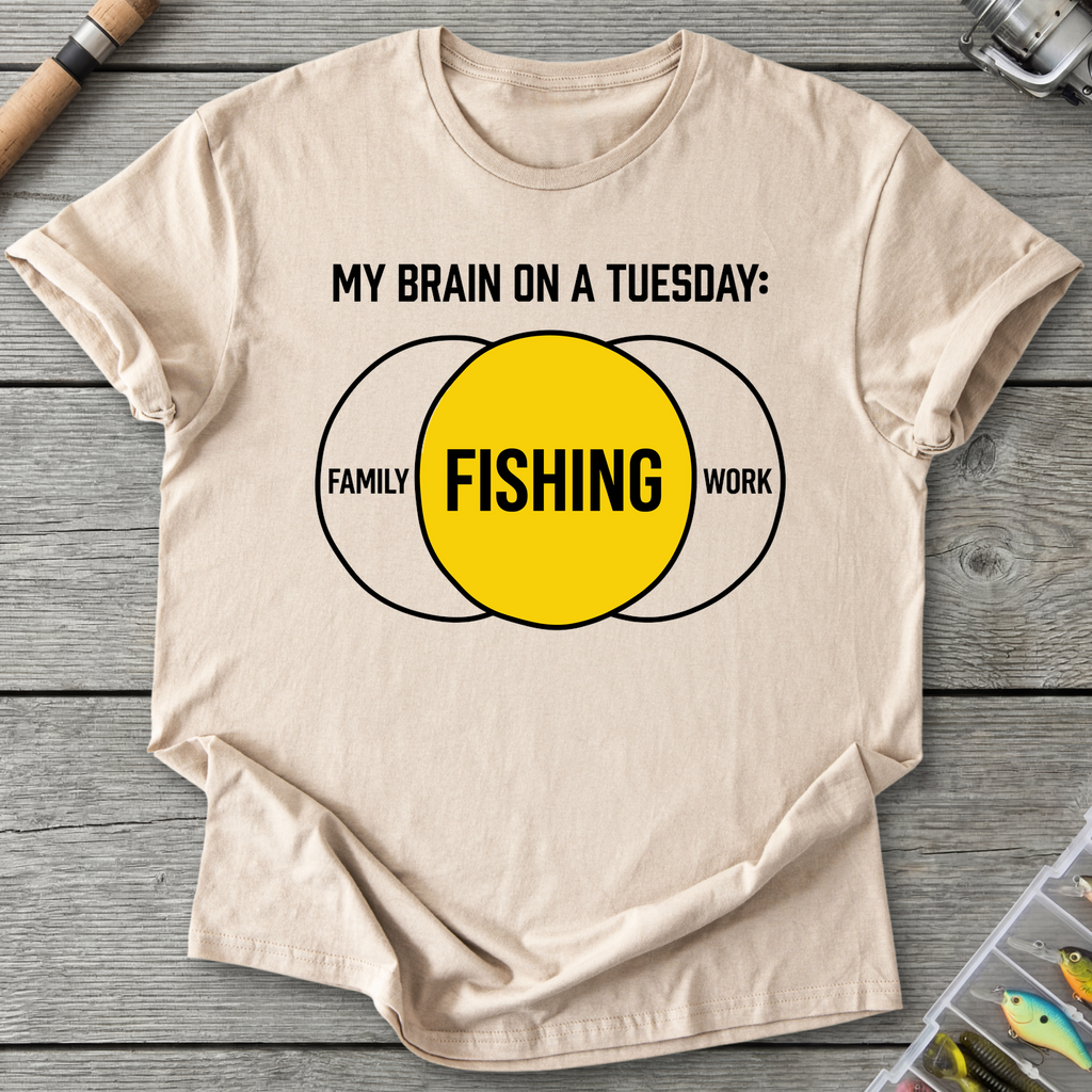 My Brain On Fishing T-Shirt in Sand | River Giants Club