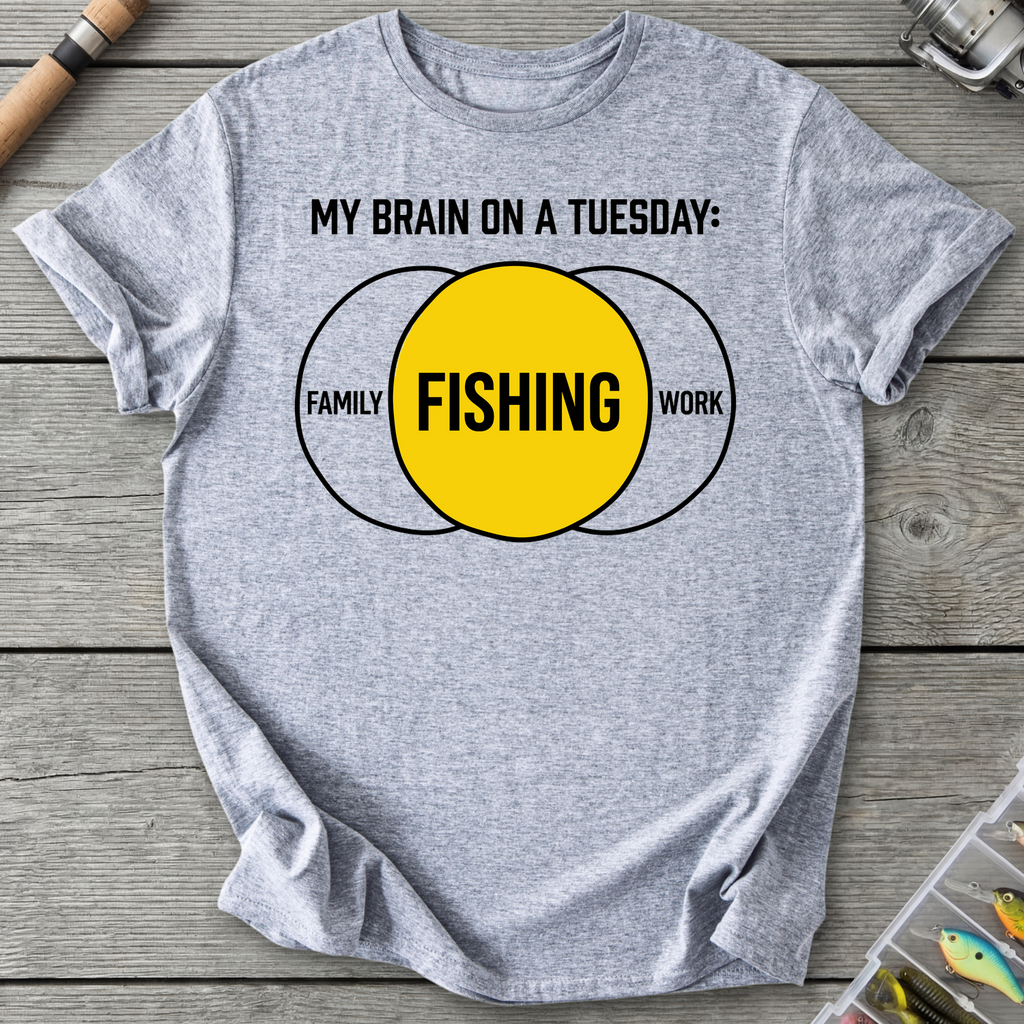 My Brain On Fishing T-Shirt in Sport Grey | River Giants Club