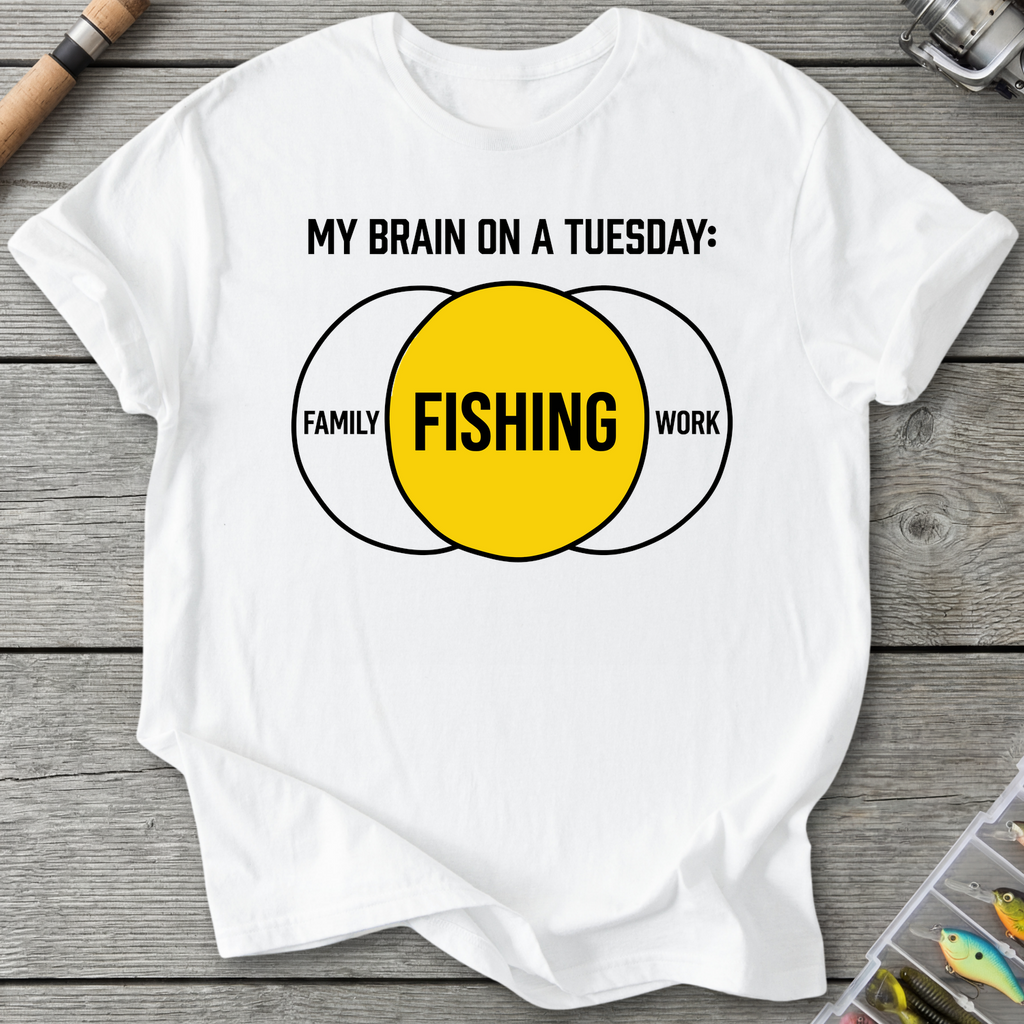 My Brain On Fishing T-Shirt in White | River Giants Club