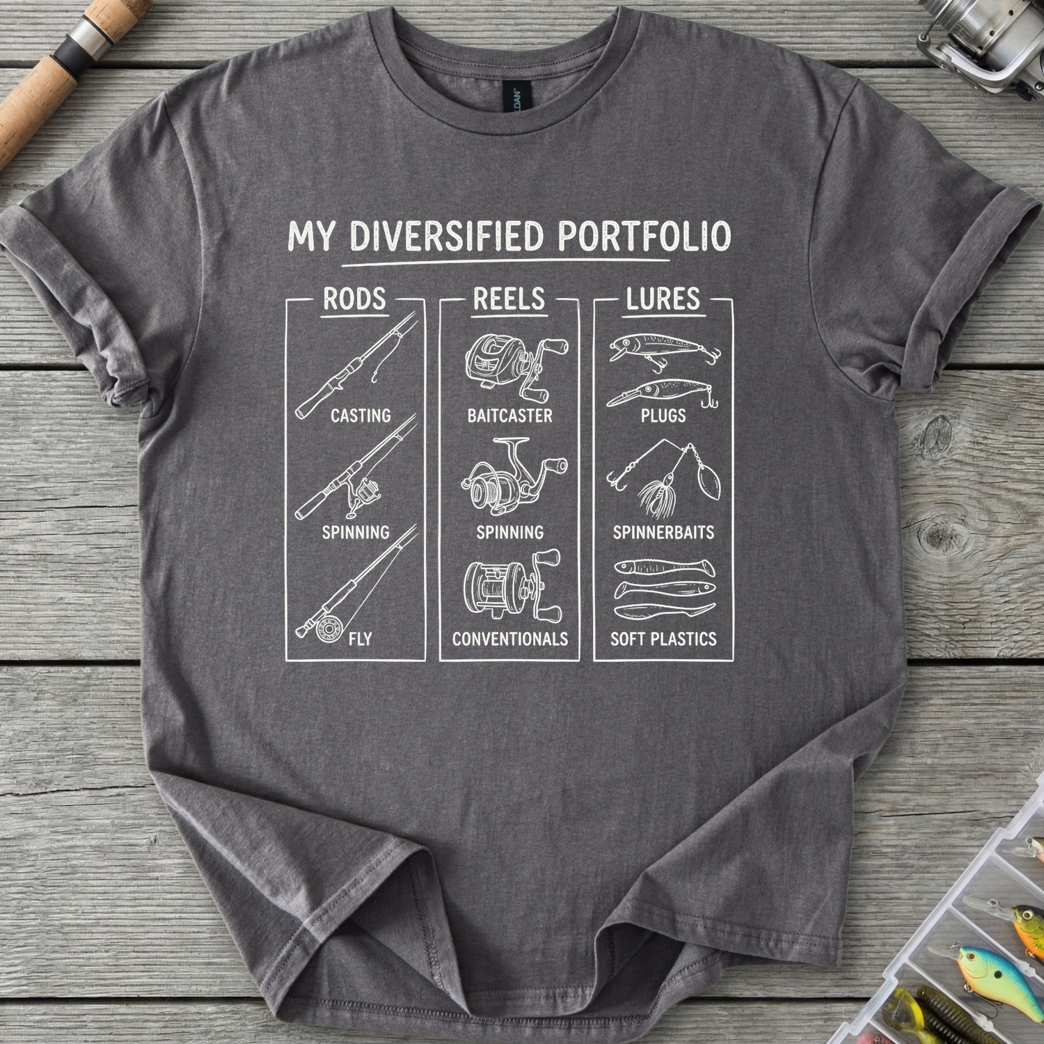My Diversified Portfolio Fisherman T-Shirt in Charcoal | River Giants Club