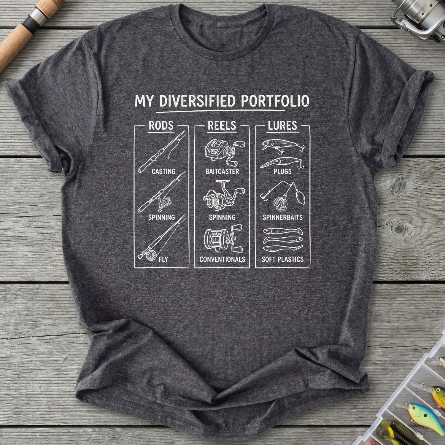 My Diversified Portfolio Fisherman T-Shirt in Dark Heather Grey | River Giants Club