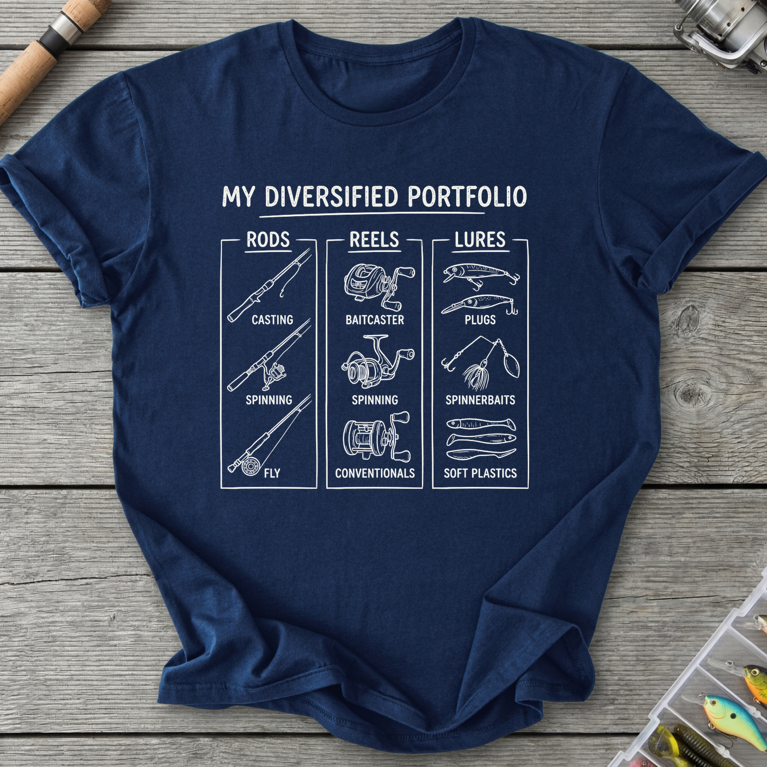 My Diversified Portfolio Fisherman T-Shirt in Navy | River Giants Club