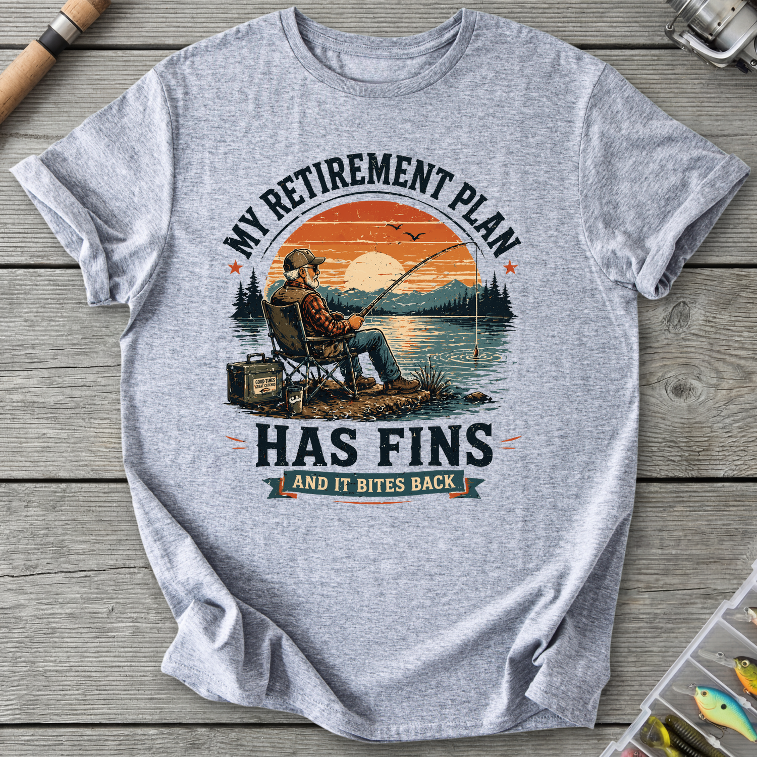 My Retirement Plan Has Fins T-Shirt in Sport Grey | River Giants Club