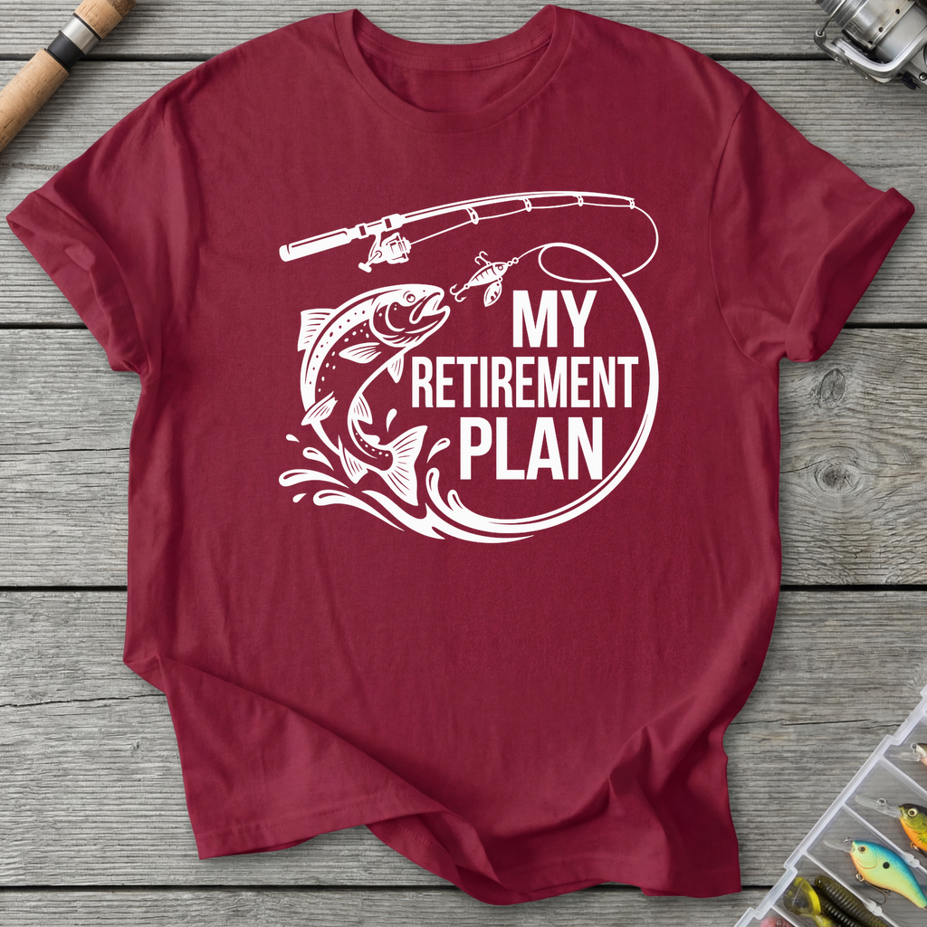 My Retirement Plan Trout T-Shirt in Cardinal Red | River Giants Club