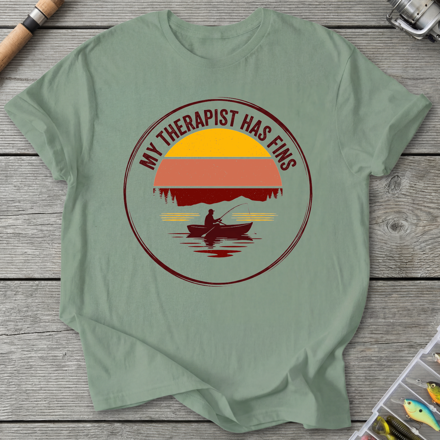 My Therapist Has Fins T-Shirt in Sage | River Giants Club