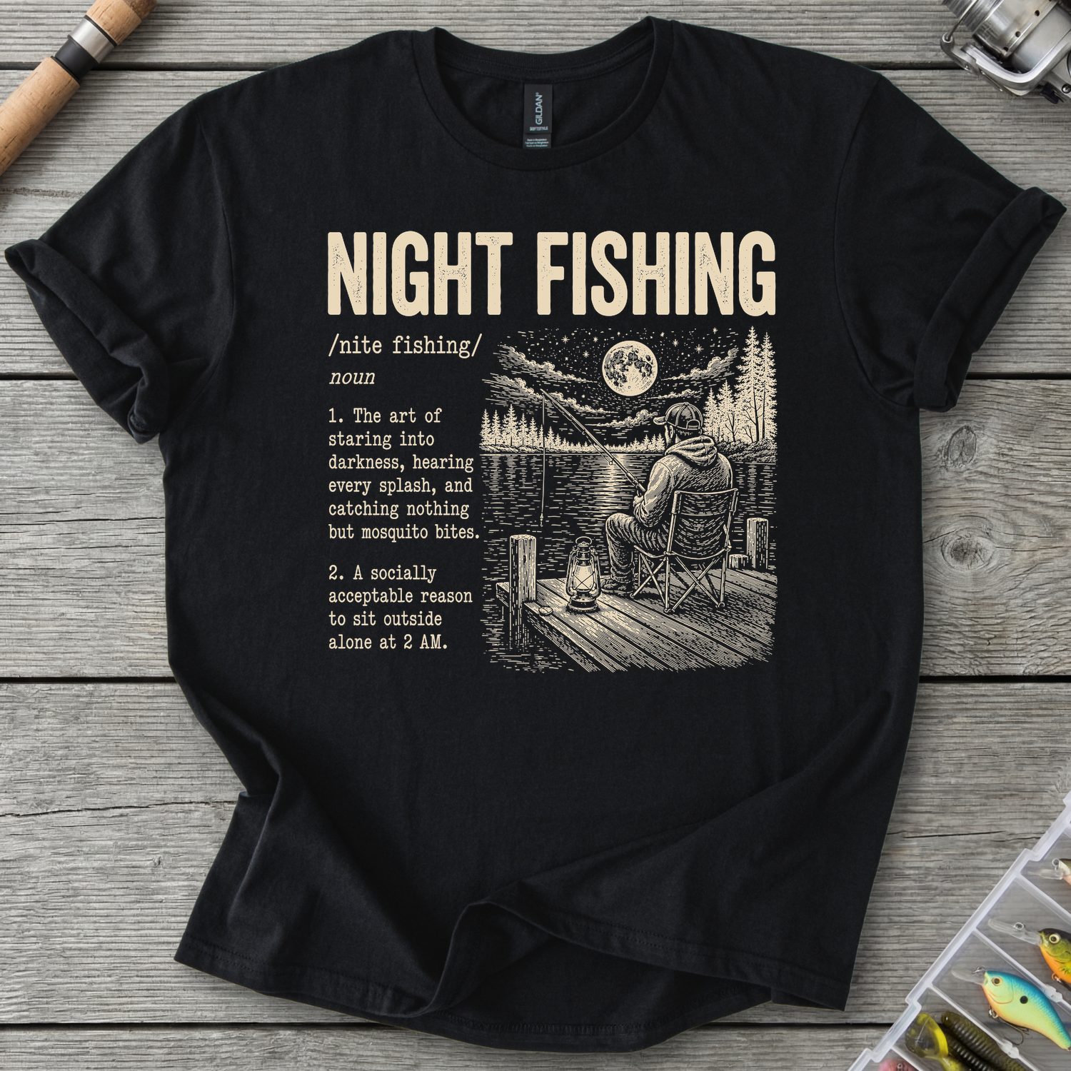 Night Fishing Definition T-Shirt in Black | River Giants Club