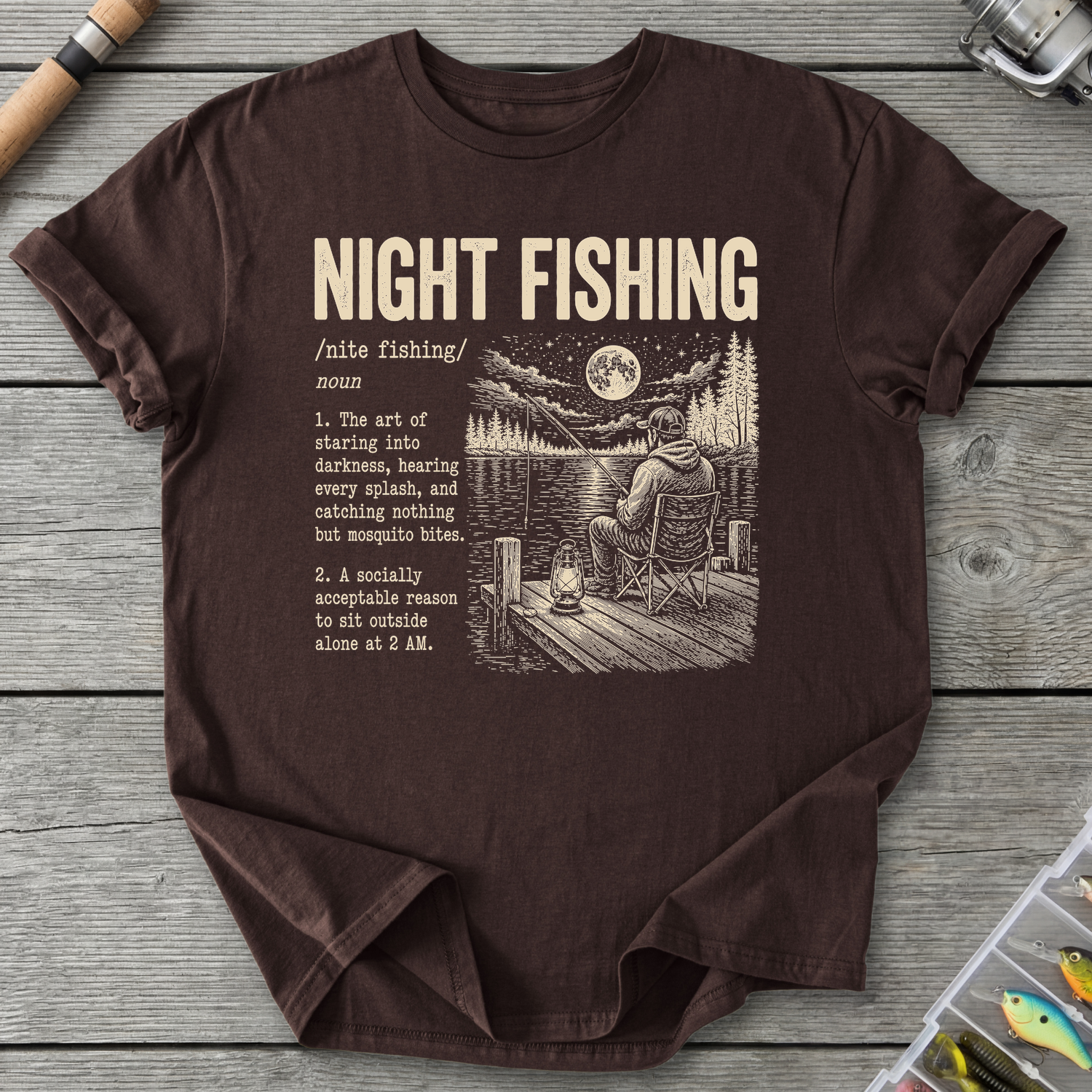 Night Fishing Definition T-Shirt in Dark Chocolate | River Giants Club