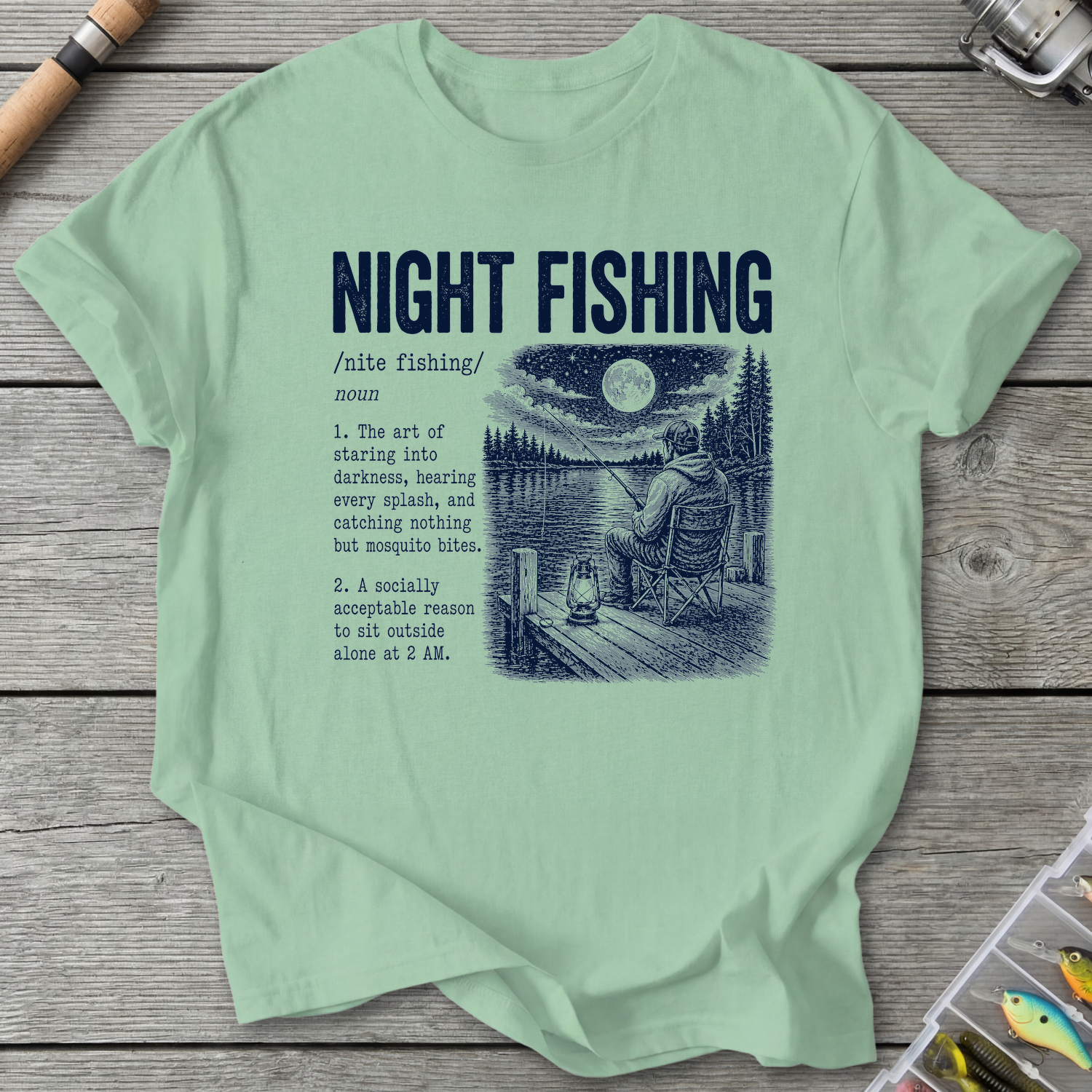 Night Fishing Definition T-Shirt in Mint Green | River Giants Club
