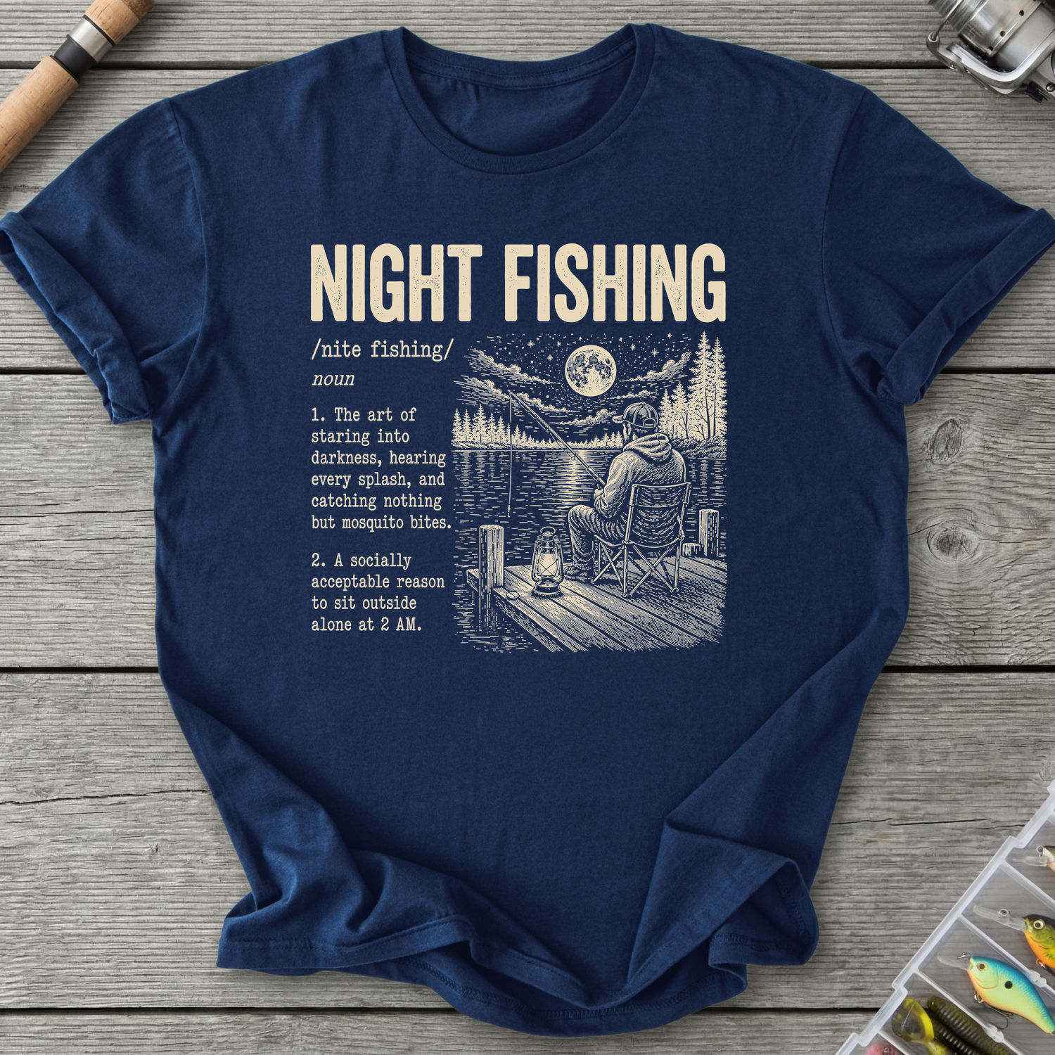 Night Fishing Definition T-Shirt in Navy | River Giants Club