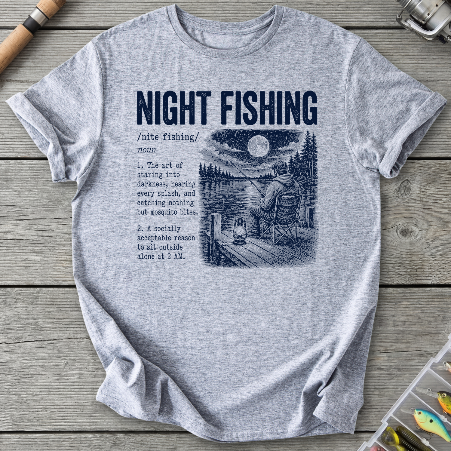 Night Fishing Definition T-Shirt in Sport Grey | River Giants Club