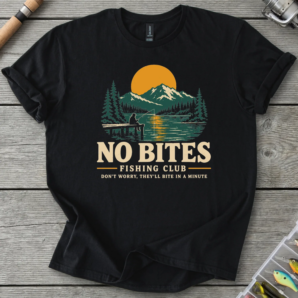 NO BITES Fishing Club T-Shirt in Black | River Giants Club