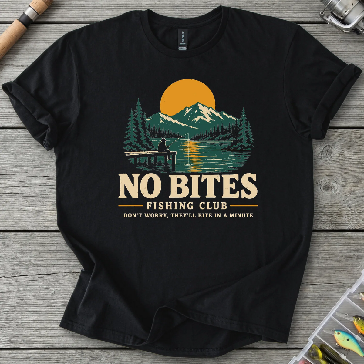 NO BITES Fishing Club T-Shirt in Black | River Giants Club
