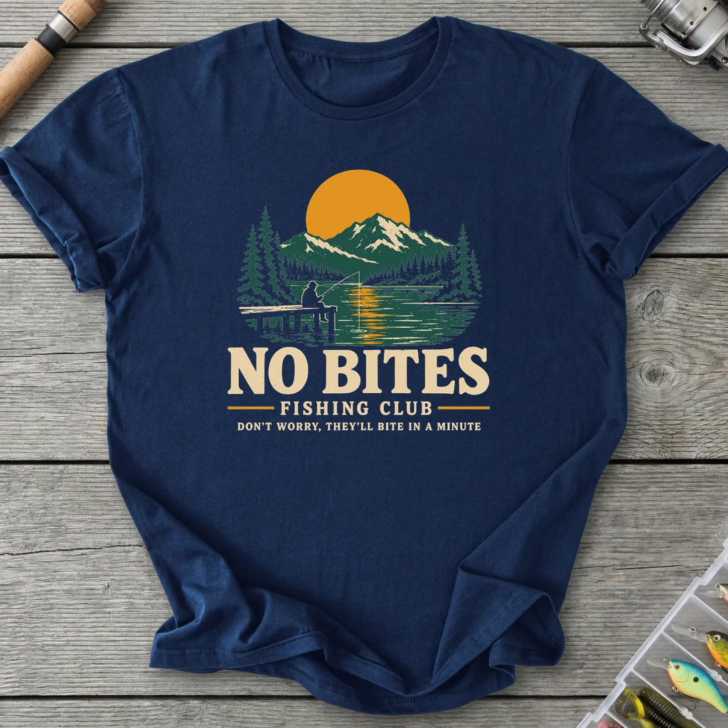NO BITES Fishing Club T-Shirt in Navy | River Giants Club