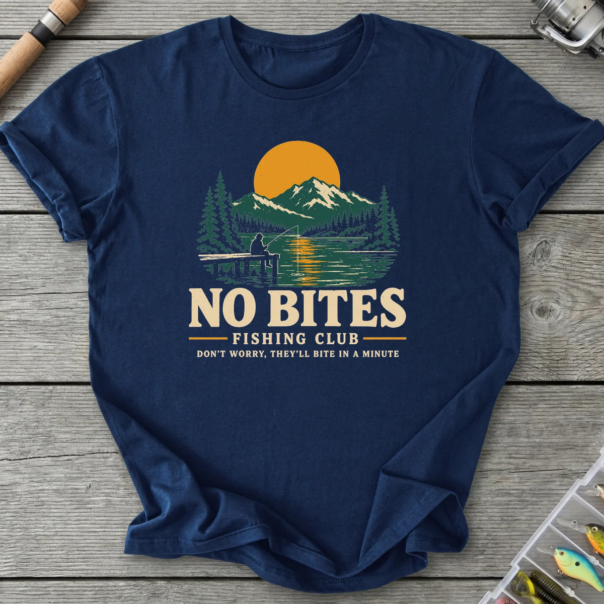 NO BITES Fishing Club T-Shirt in Navy | River Giants Club
