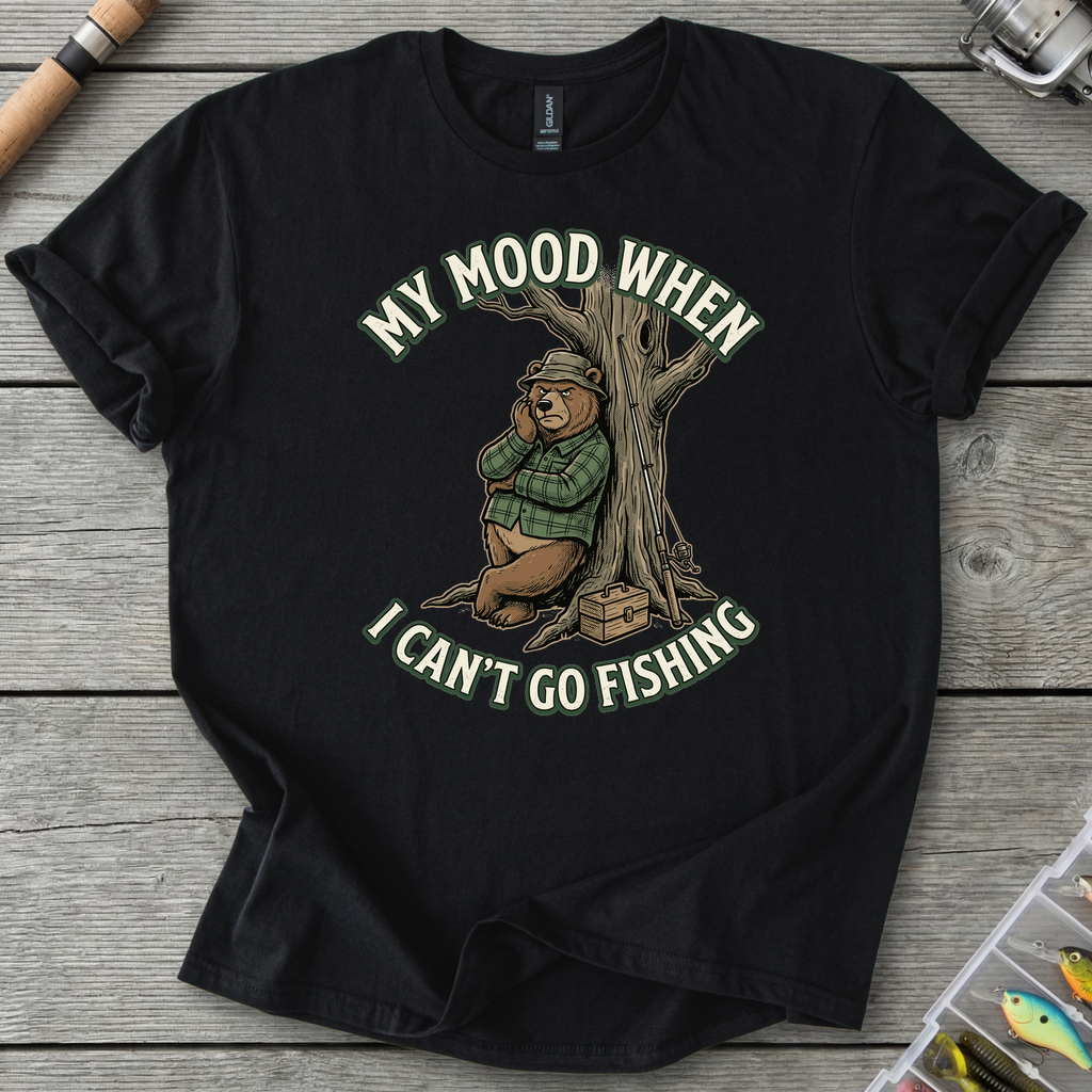 No Fishing Mood I Can't Go Fishing T-Shirt in Black | River Giants Club