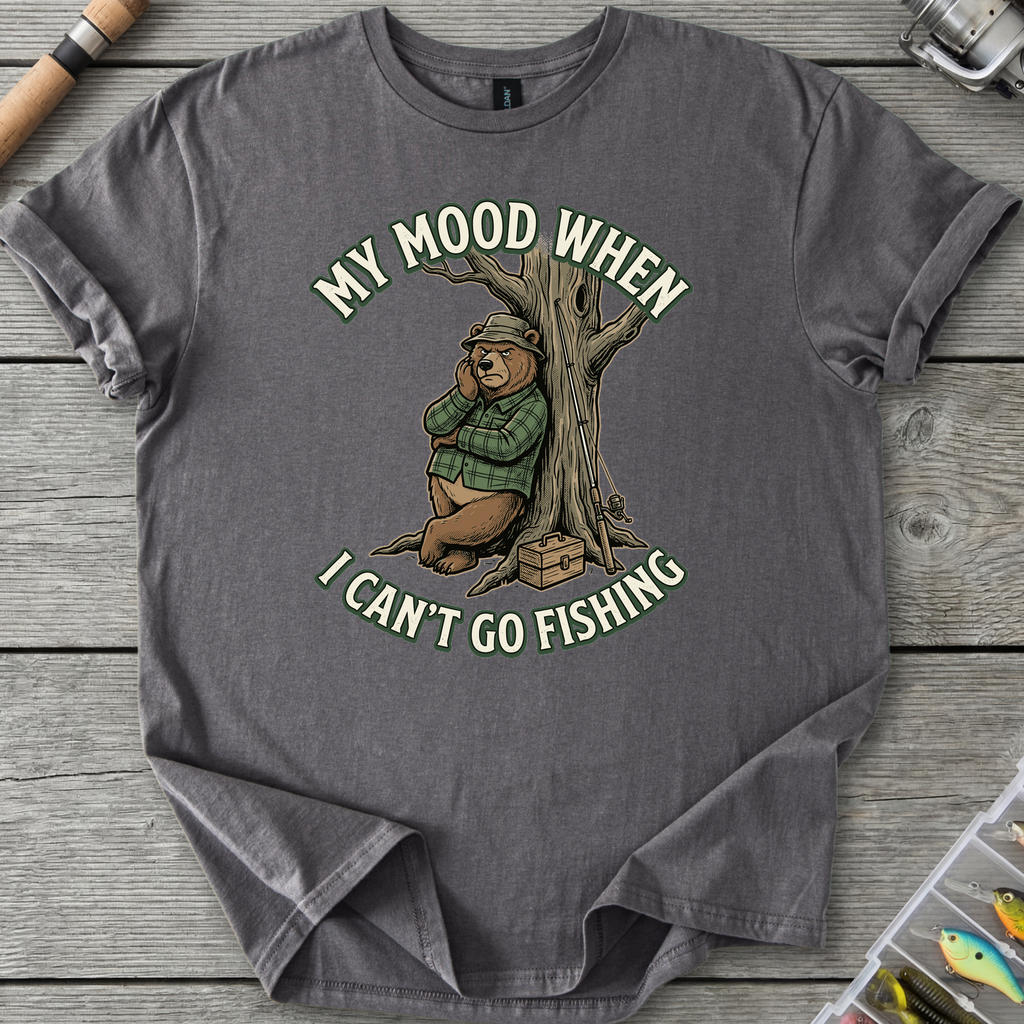 No Fishing Mood I Can't Go Fishing T-Shirt in Charcoal | River Giants Club