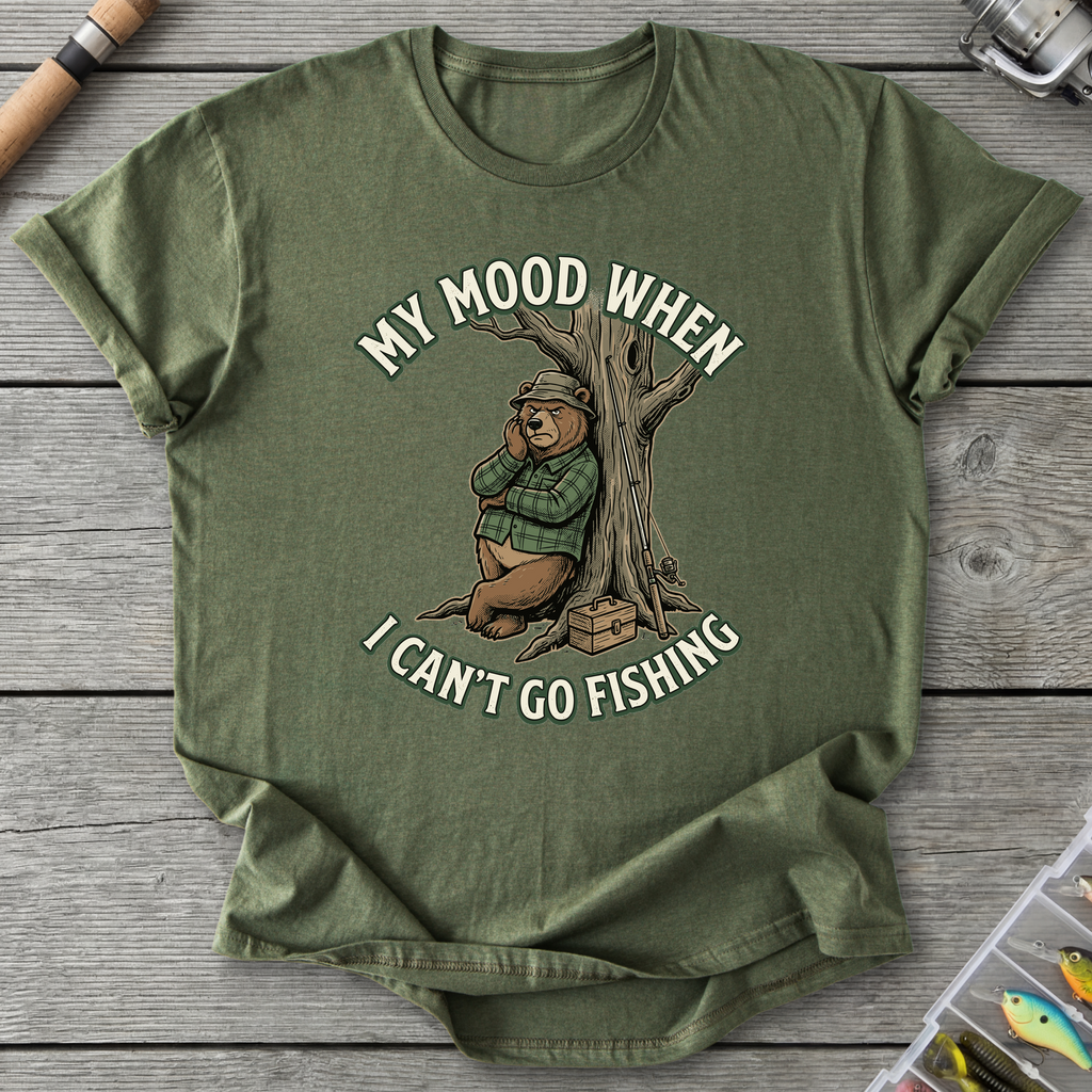 No Fishing Mood I Can't Go Fishing T-Shirt in Military Green | River Giants Club