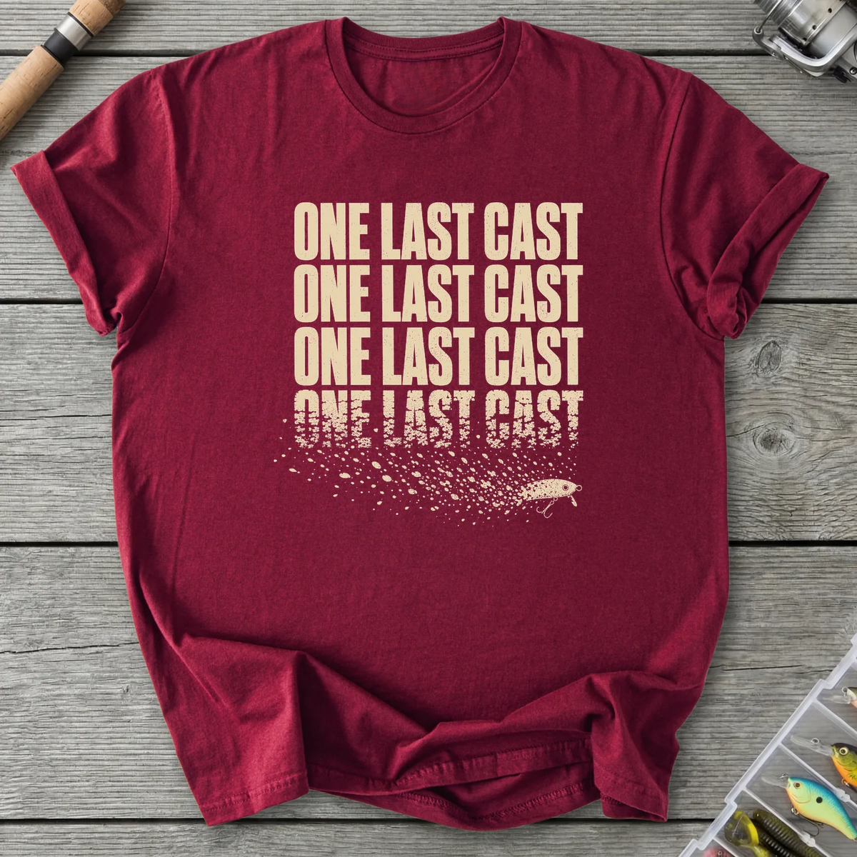 One Last Cast T-Shirt in Maroon | River Giants Club