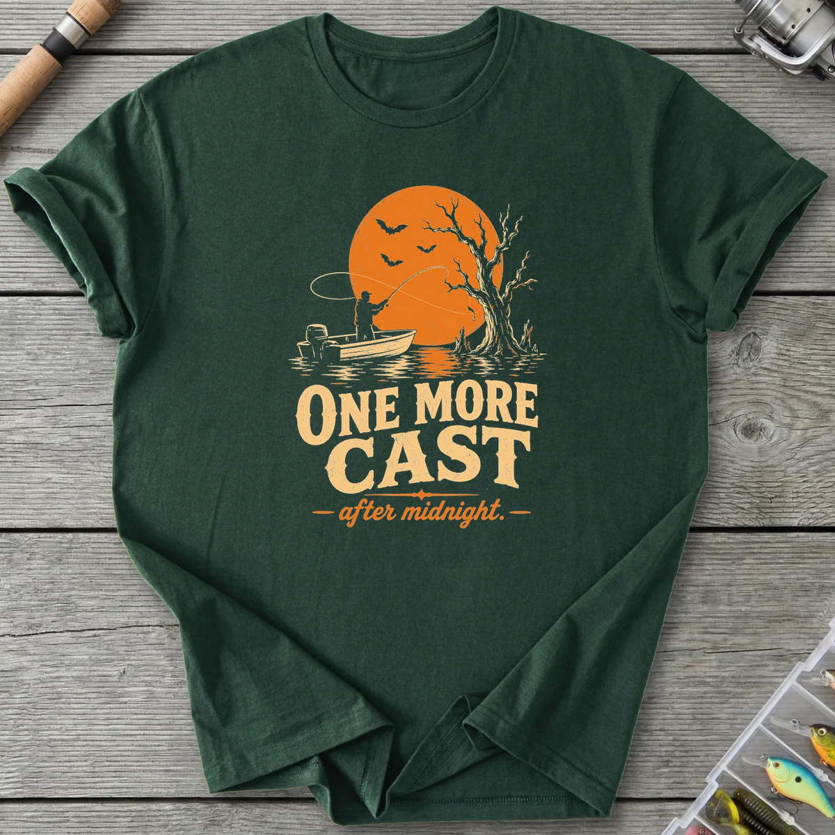 One More Cast After Midnight T-Shirt in Forest Green | River Giants Club