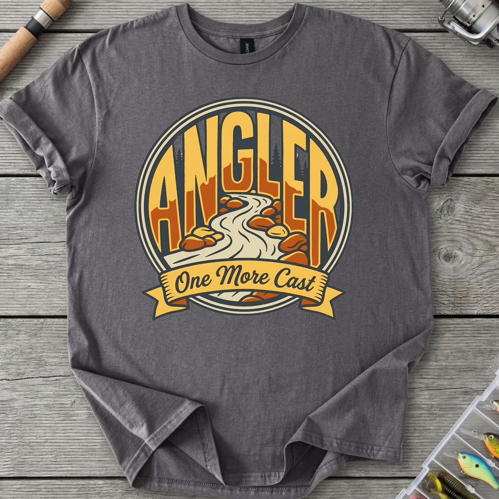 One More Cast Angler Badge T-Shirt in Charcoal | River Giants Club
