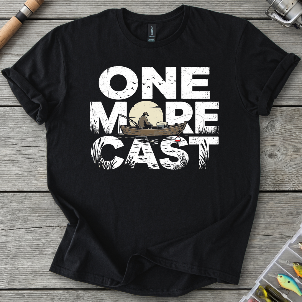 One More Cast Silhouette T-Shirt in Black | River Giants Club