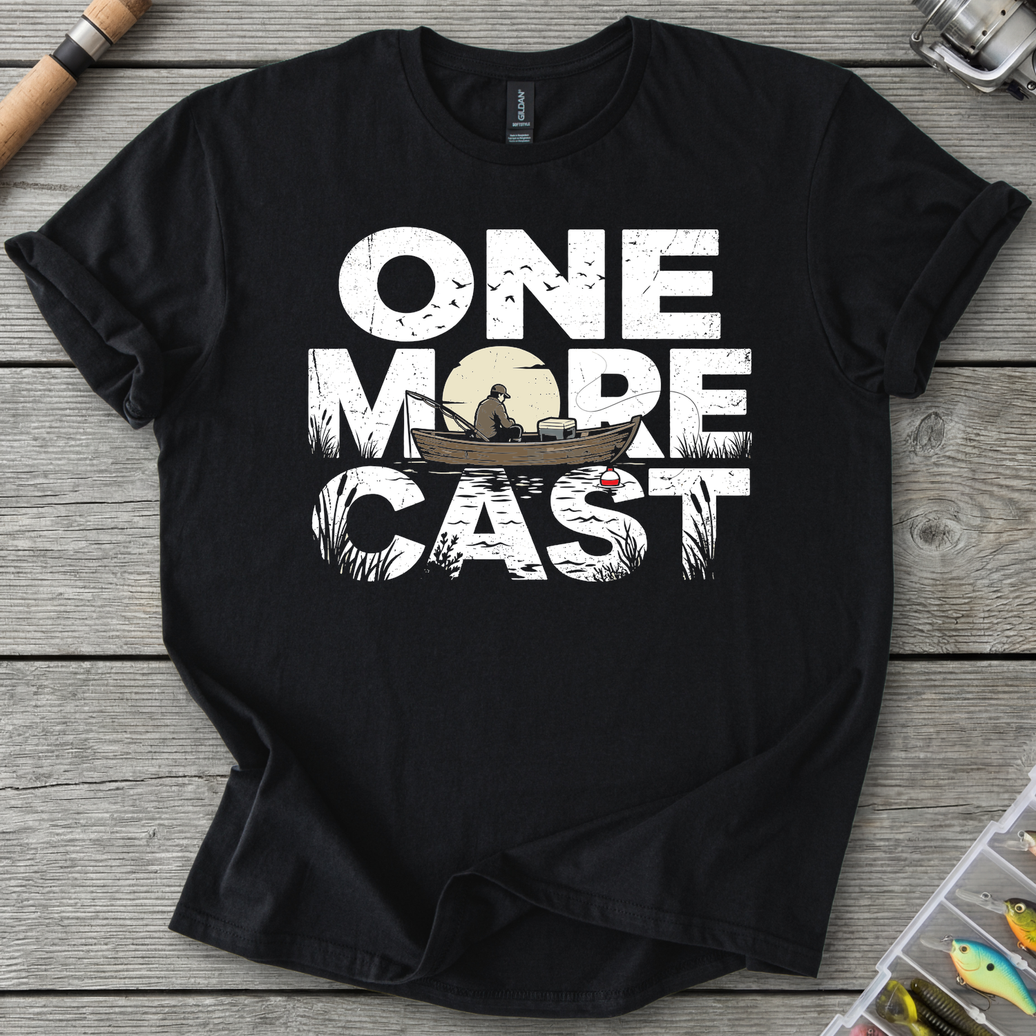 One More Cast Silhouette T-Shirt in Black | River Giants Club