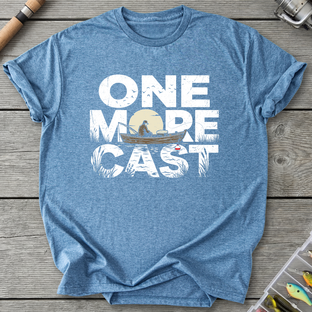 One More Cast Silhouette T-Shirt in Heather Indigo | River Giants Club