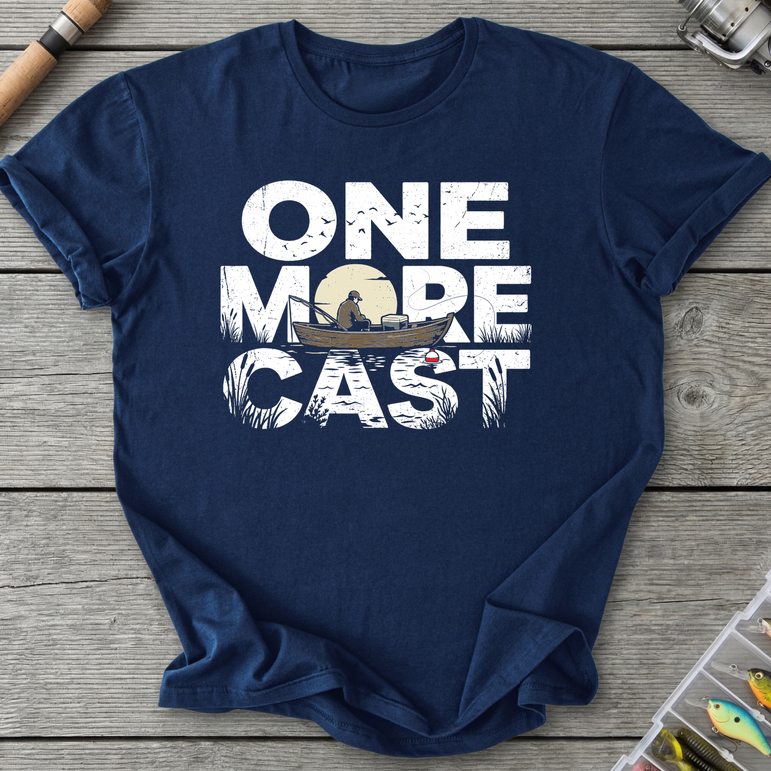 One More Cast Silhouette T-Shirt in Navy | River Giants Club
